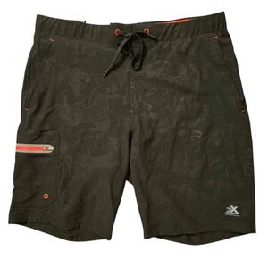 Zeroxposur NWT Mens M Swim Trunks Quick Dry UPF 50+ Black Camo Stretch